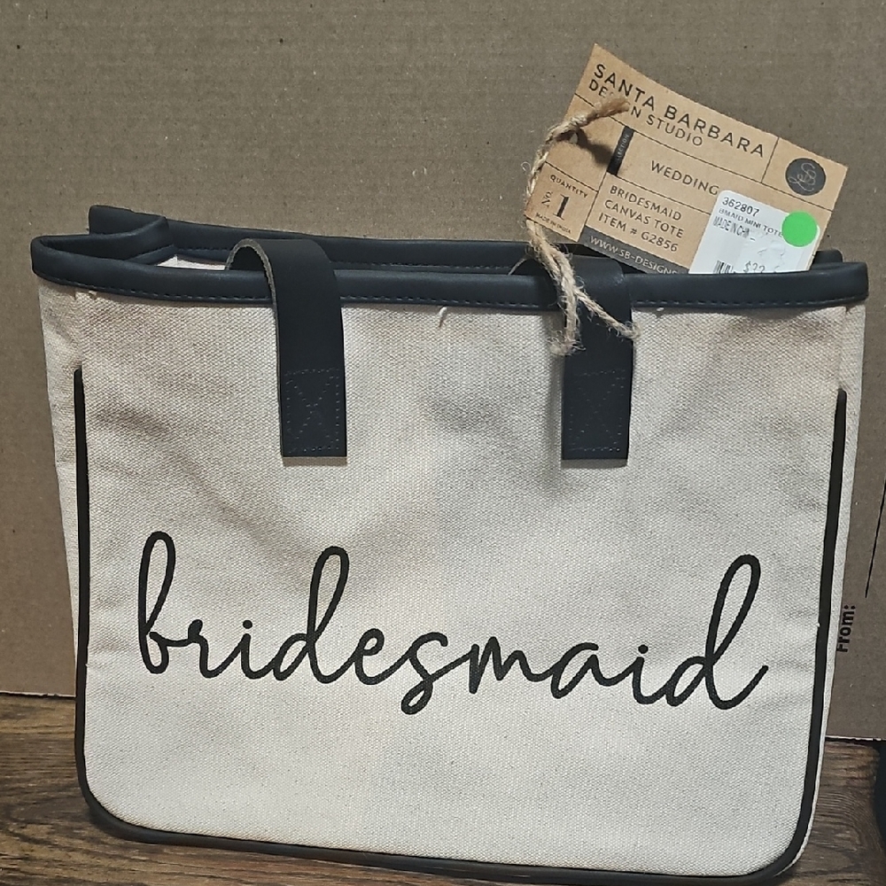 Santa Barbara Design Studio Bridesmaid Canvas Tote - Black and Cream